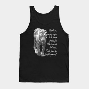 Tiger in Black & White with William Blake verse - light font Tank Top